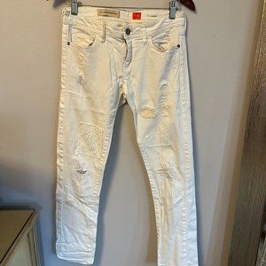 Anthropologie Pilcro White Patched Ankle Jeans